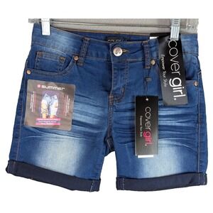 Cover Girl Womens Denim Shorts Stone Wash Stretch Size 3/4 Blue Cotton Y2K NEW